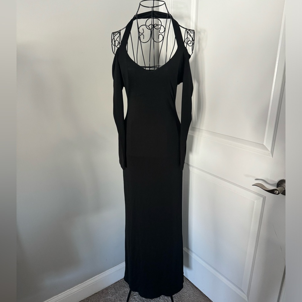 David Meister Long Sleeve with Cold Shoulder Black Dress Size 2